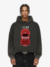 Retro Bandit Hat Graphic Distressed Cropped Hoodie 