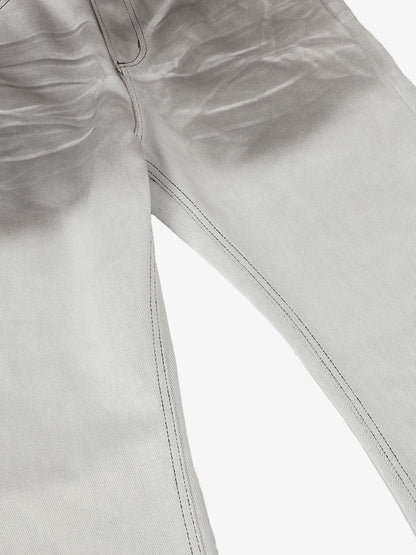 Retro Utility Dirty Wash Whisker Detail Flare Jeans 