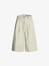 Cotton Pleated Wide Leg Jorts 