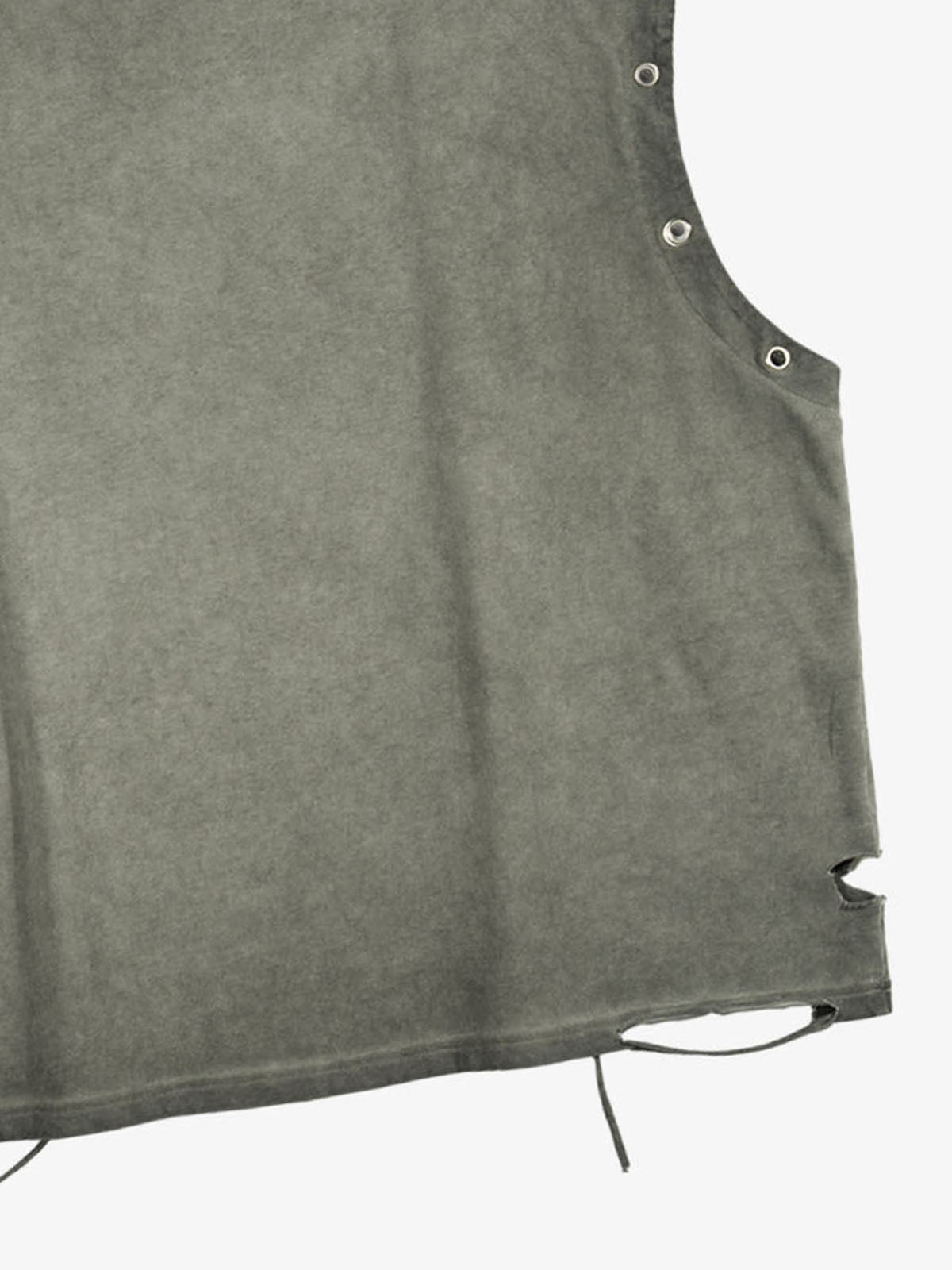 Distressed Olive Crop Top with Boxing Graphic Print – Grommet Detail Streetwear Tank