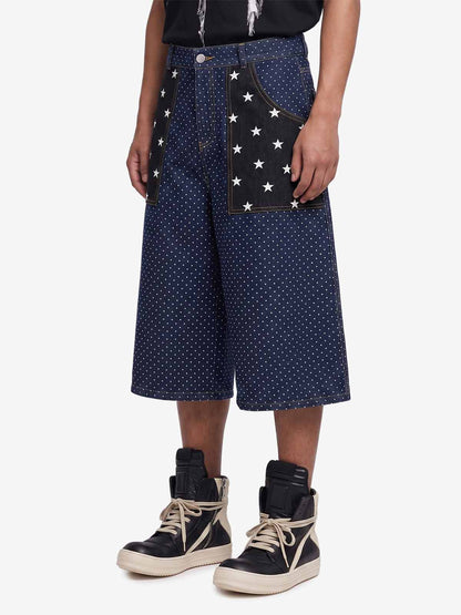 Star Embroidered Polka Dot Jeans