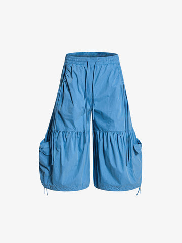 Nylon Cargo Culottes – Lightweight Elastic Waist Utility Pants