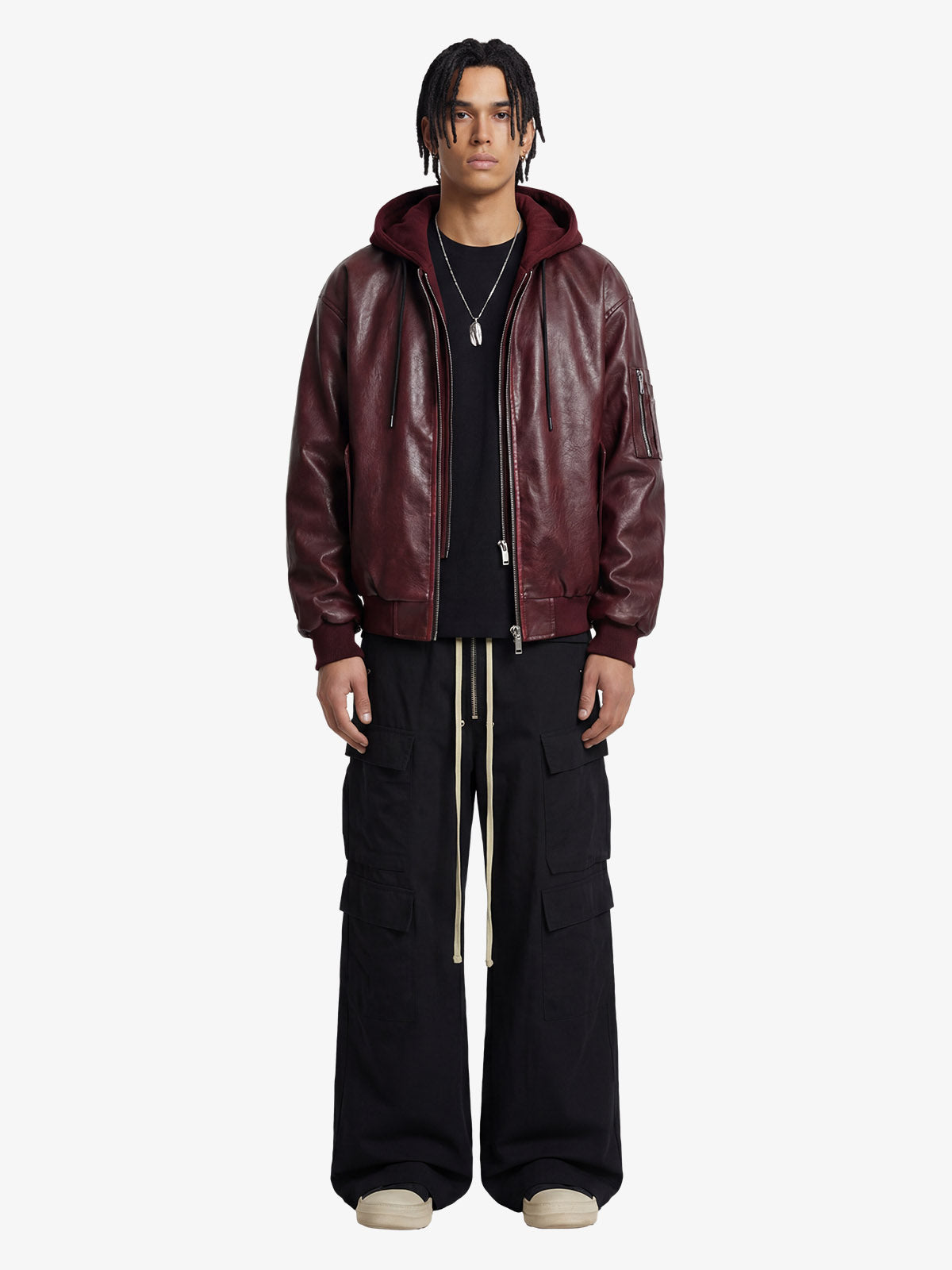 Woven Multi-Pocket Baggy Flared Pants - 2321 