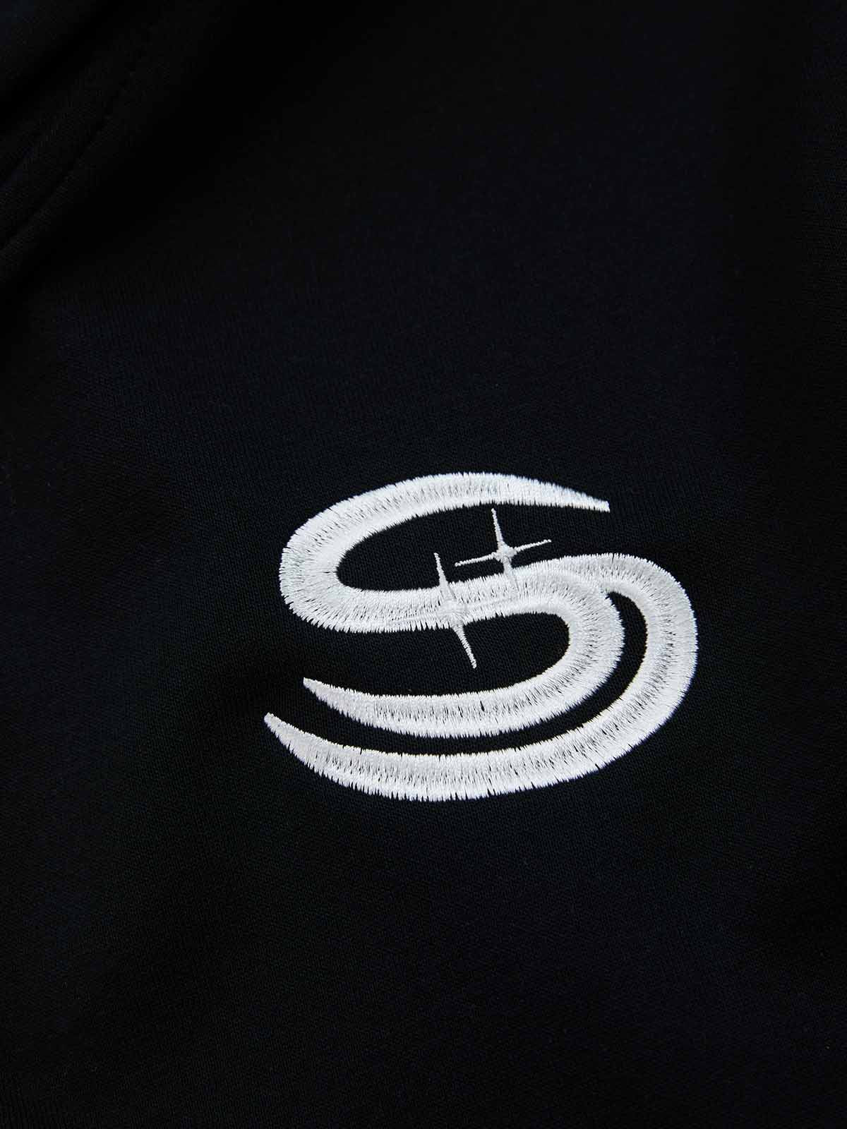 Gothic Letter Cross Embroidery Zip Up Hoodie and Sweatpants Set 