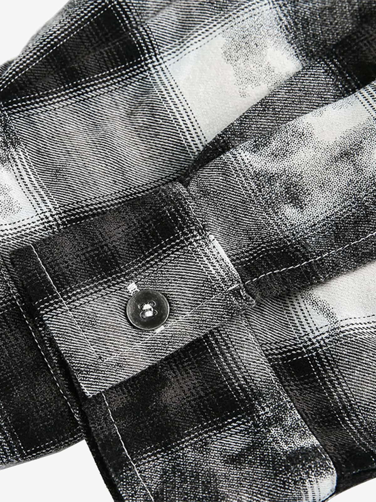 Vintage Wash Plaid Spray Dye Raw Hem Shirt 