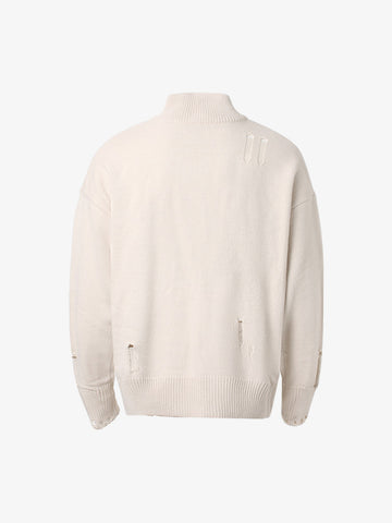 Heavy Cut Turtleneck Cardigan Zipper Sweater 