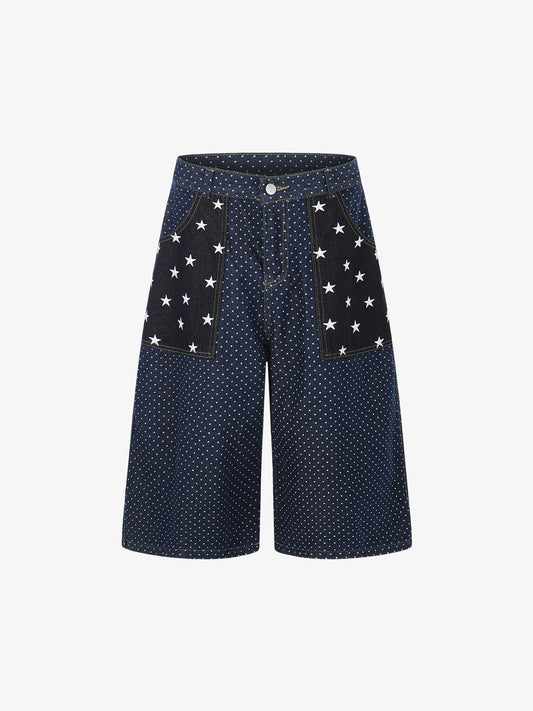 Jeans mit Sternenstickerei und Polka-Dots