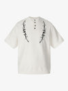 Graphic Floral Knit Henley T-Shirt 