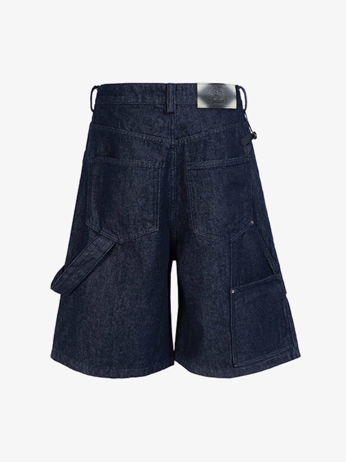 Pleated Panel Patchwork Denim Shorts 