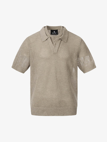 Polohemd mit Lochmuster und Lagenlook