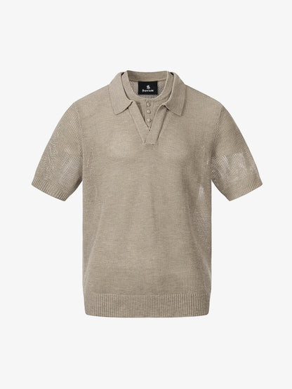 Polohemd mit Lochmuster und Lagenlook