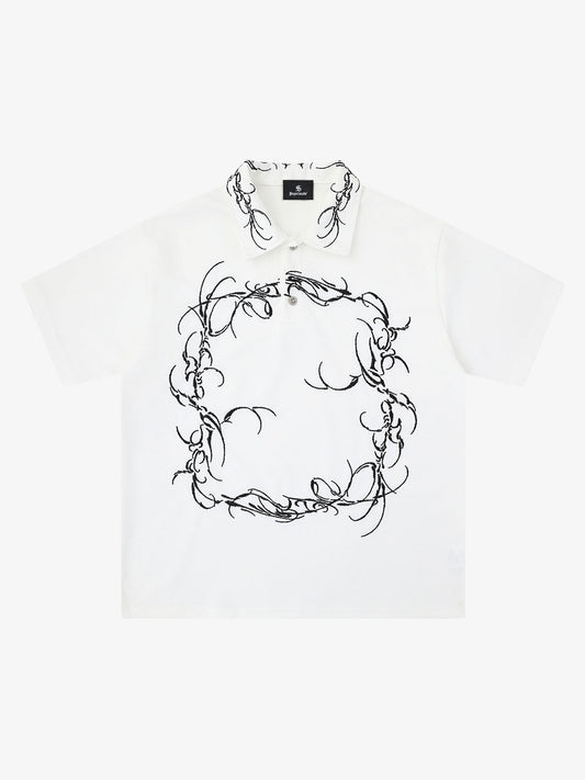 Thorn-Wreath Graphic Polo Shirt 