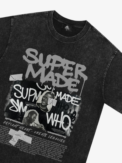 Streetwear Graffiti Character Collage Graphic T-Shirt 