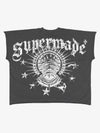 Schwarzes Crop-T-Shirt mit Grafikprint