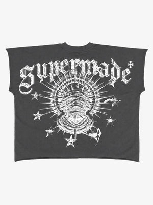 Black Graphic Crop Tee