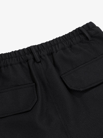 Multi-Pocket Textured Fabric Flared Pants 