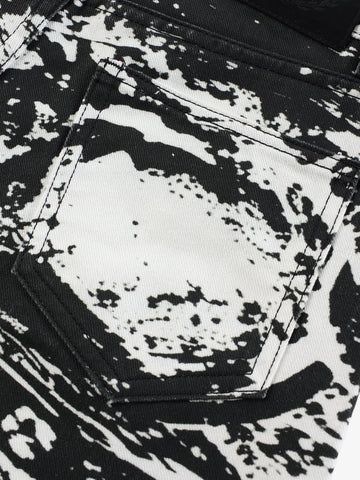 Weit geschnittene Hose mit abstraktem Print – Hochgeschnittene Hose aus Baumwollmischgewebe