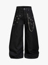 Vintage Baggy Jeans mit Ösen und Kette