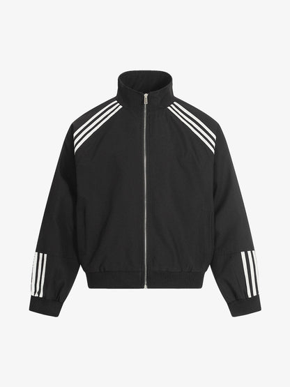 Striped Zip-Up Track Jacket and Wide-Leg Track Pants Set 