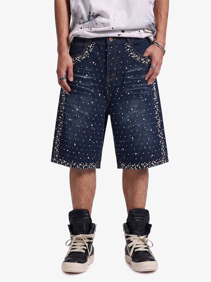 Pearl Embroidered Denim Shorts