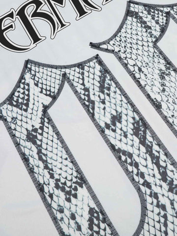 Jersey Style Snake Print T-Shirt - 2418 
