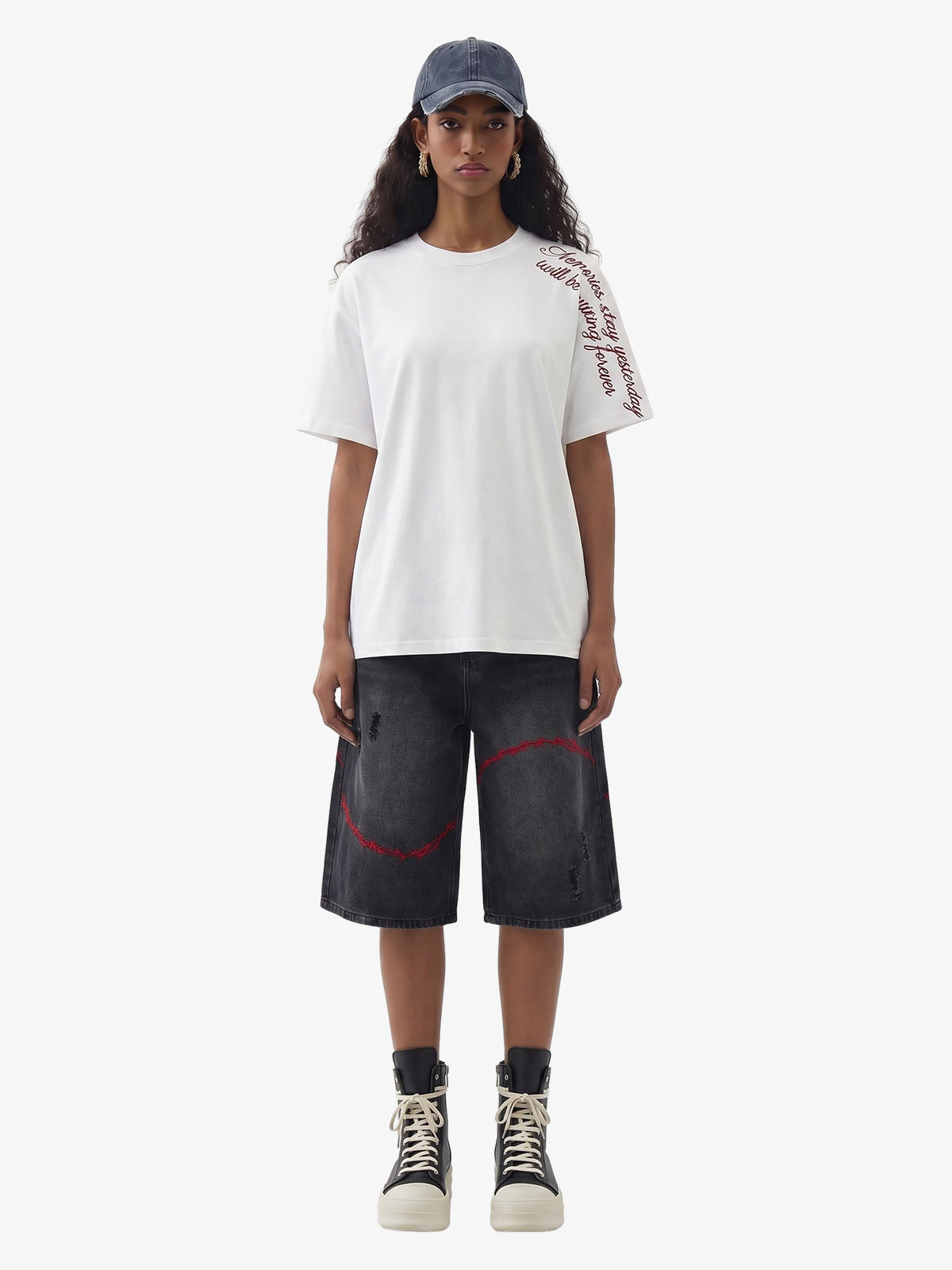 Rose Cross Slogan Graphic T-Shirt 