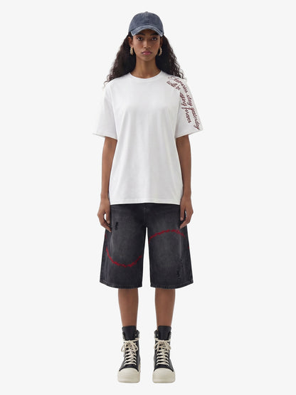 Rose Cross Slogan Graphic T-Shirt 