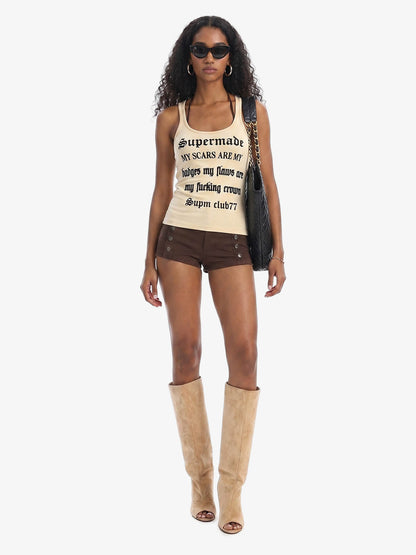 Graphic Text Racerback Slim Fit Tank Top 