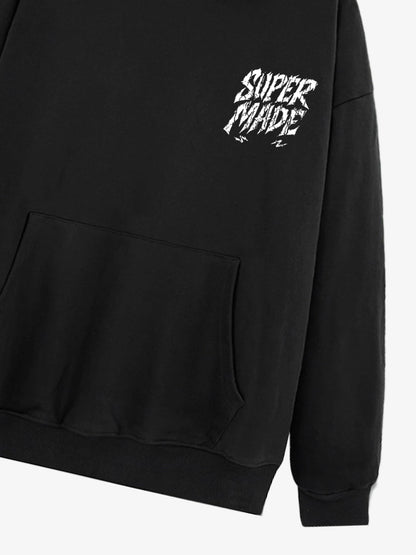 Distressed Graphic Bold Angel Wings Design Hoodie 