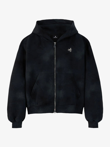 Vintage Washed Tie-Dye Zip Up Hoodie & Barrel Sweatpants Tracksuit 