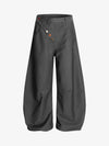 Adjustable Side Buttons Barrel Pants 