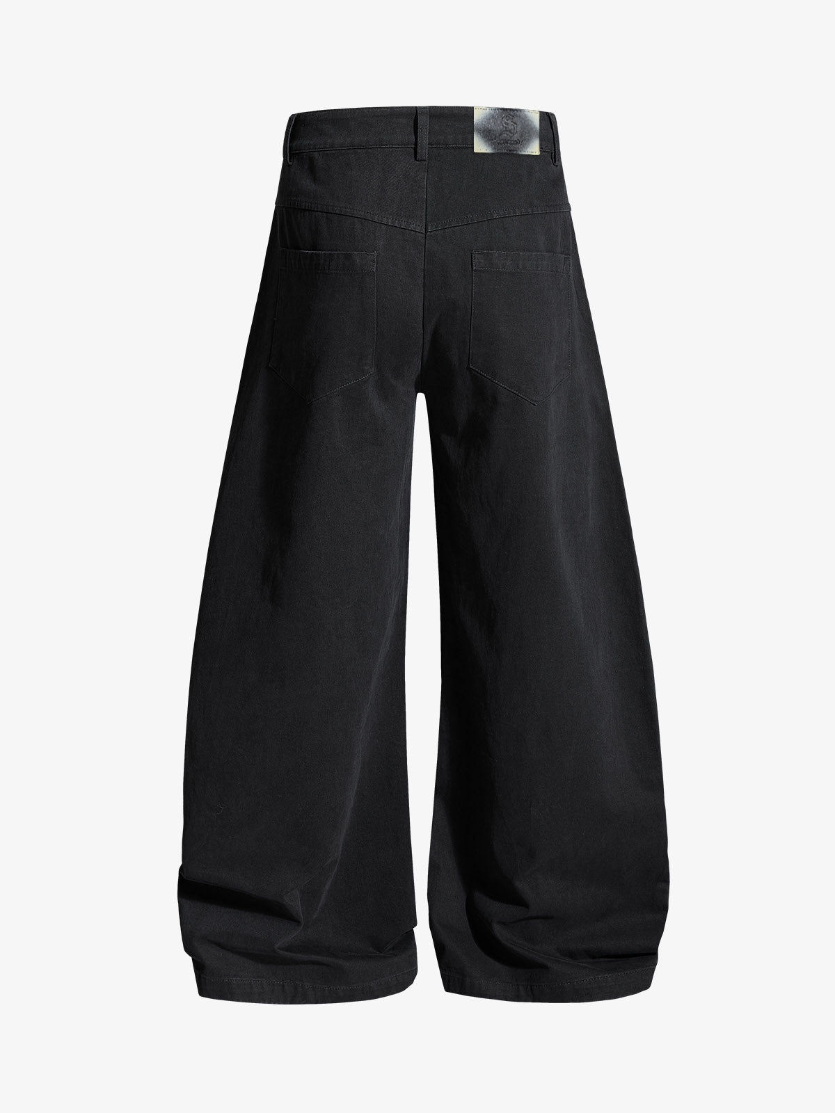 Heavy-Duty Studded Curved Wide-Leg Pants 