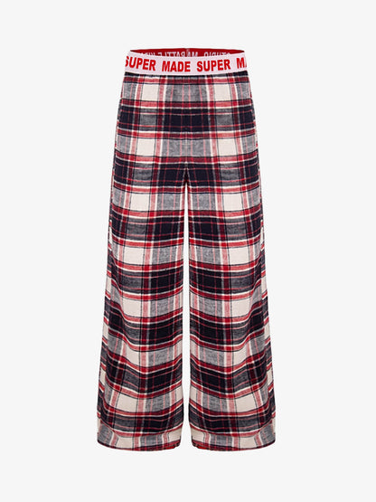 Super Soft Cotton Flannel Pajama Pants – Wide-Leg Plaid Lounge Pants