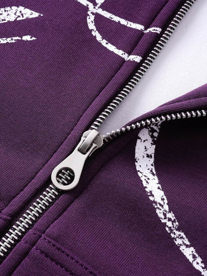 High Street Script Letter Print Zip-up Hoodie Jacket 