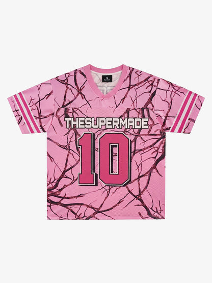 Tree Camo Mesh Jersey Sleeve T-Shirt – Oversized Streetwear Tee