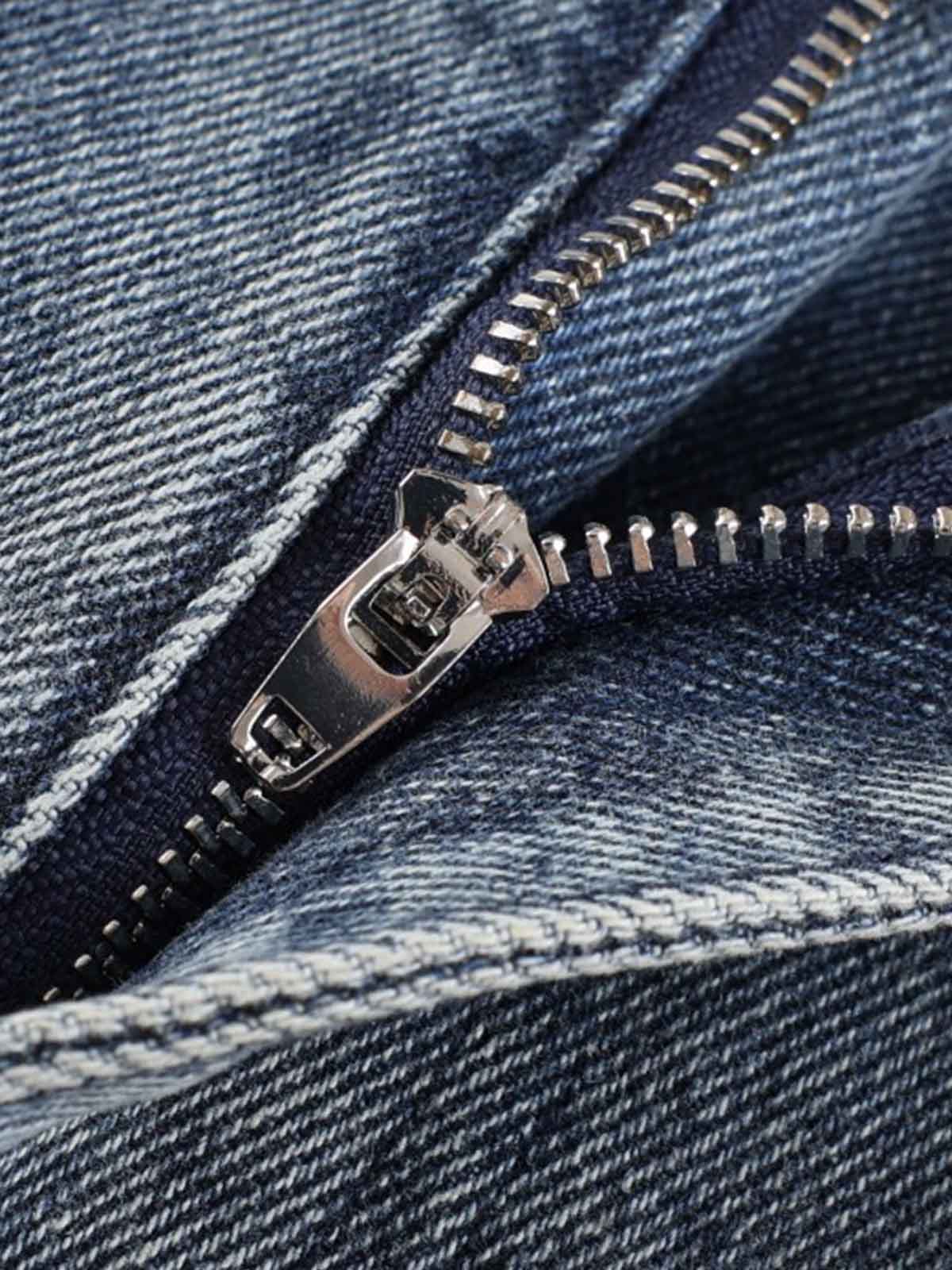 Wrinkle Effect Print Wide Leg Denim Jeans 