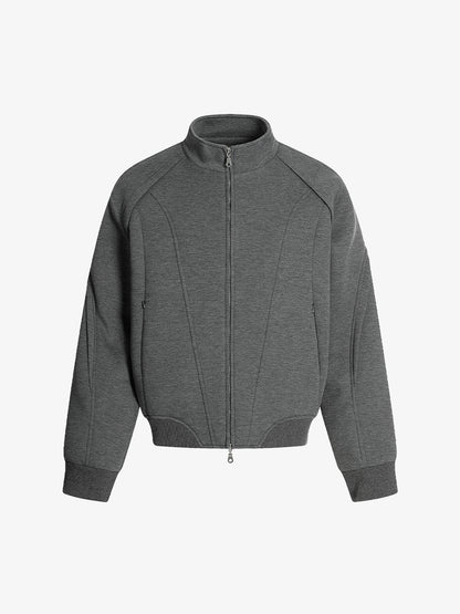 Panel Cut Stand Collar Zip Up Jacket 