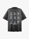 Vintage Washed Shadow Portrait Print T-Shirt 