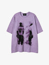 Acid-Wash-Figurengrafik-Oversize-T-Shirt