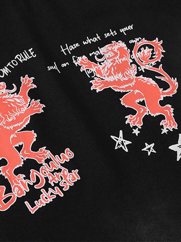 Heraldic Lion Acid-Wash Jersey T-Shirt 
