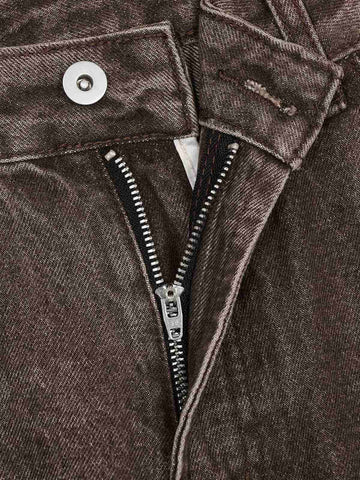 Retro Patchwork Washed Wide Leg Denim Jeans 