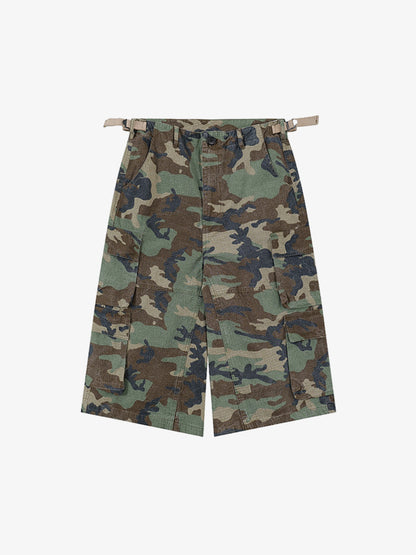 Ripstop Camouflage Cargo Shorts – 100% Cotton Lightweight Military Utility Shorts