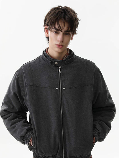 Street Outdoor Detachable Fur Collar Fleece Hooded Padded Jacket 