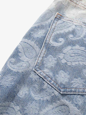 Floral Jacquard Denim Jeans 