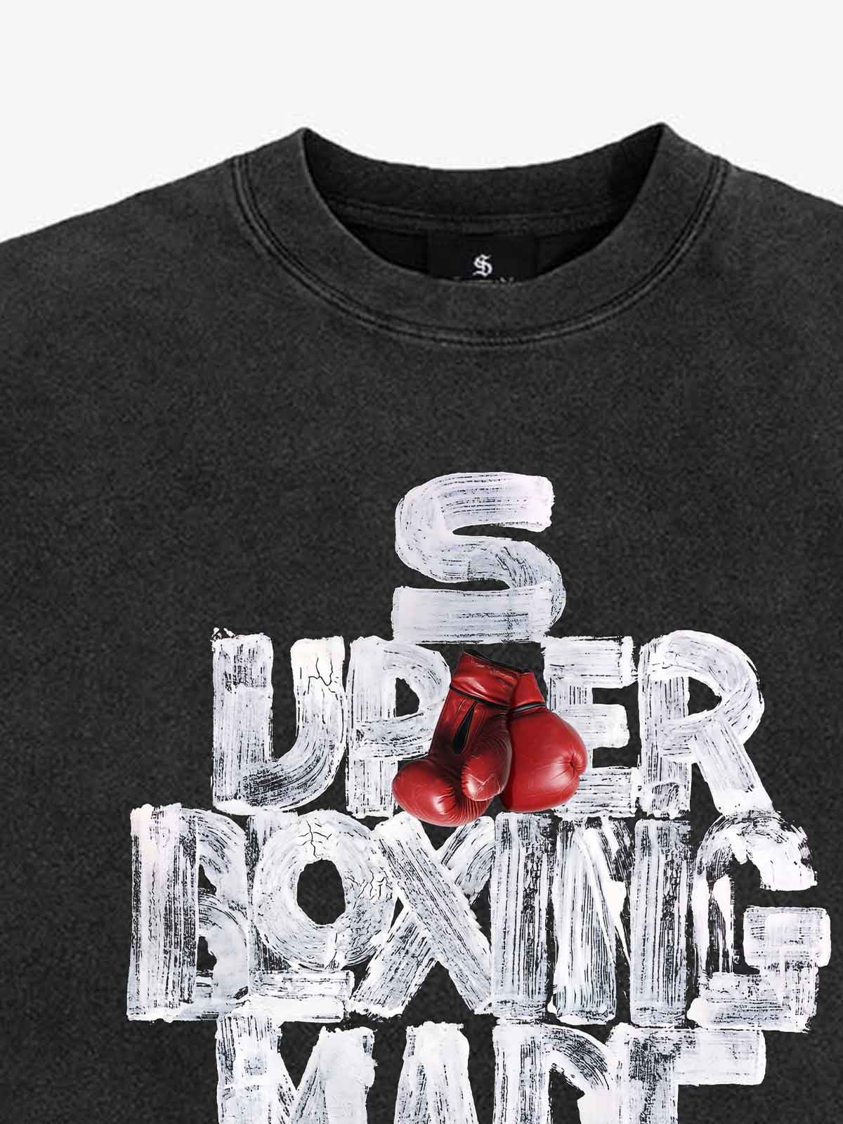 Distressed Boxing Graphic Crop Tee