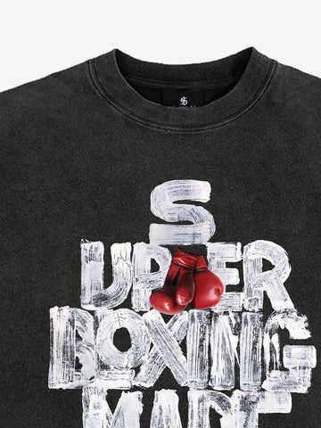 Distressed Boxing Graphic Crop Tee