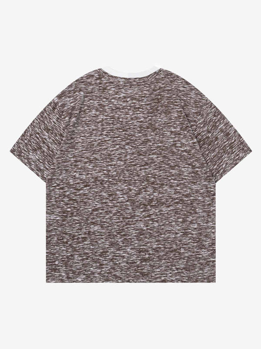 Vintage Grunge Melange Strick Kurzarm-T-Shirt