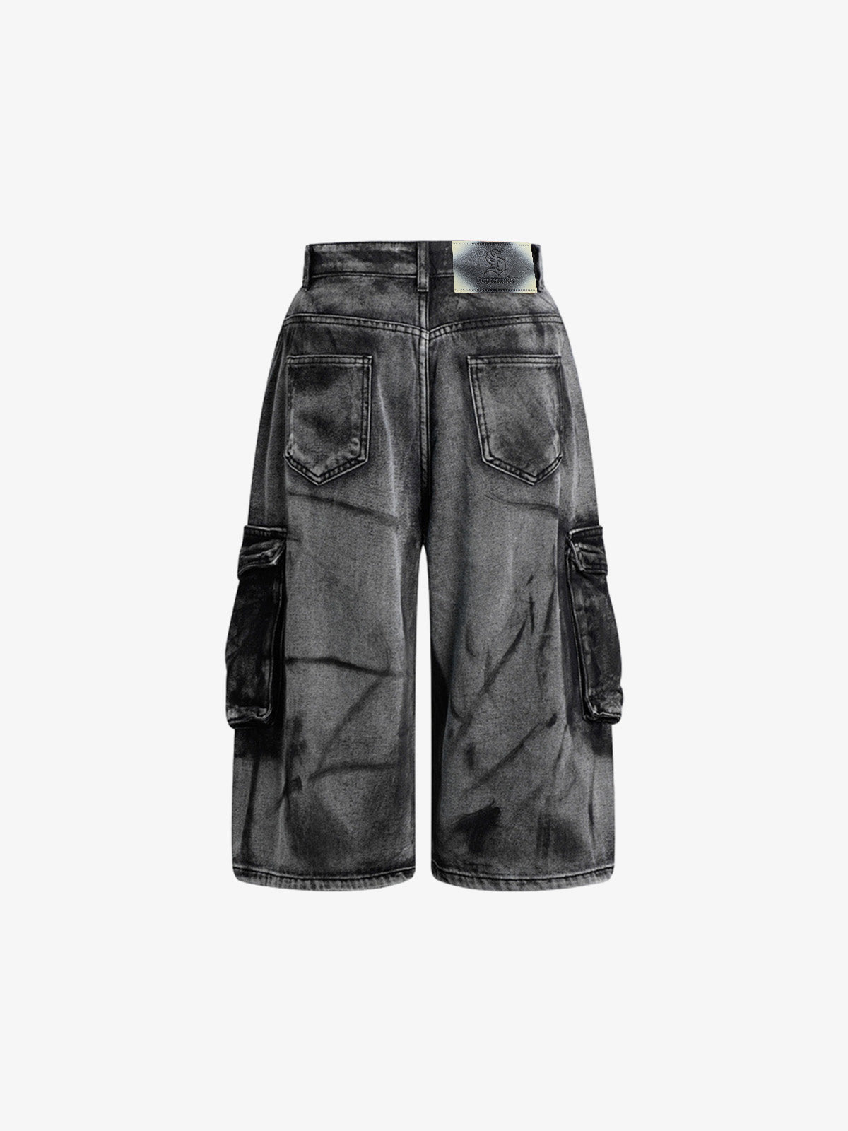 Grunge-Waschung Cargo-Denim-Shorts