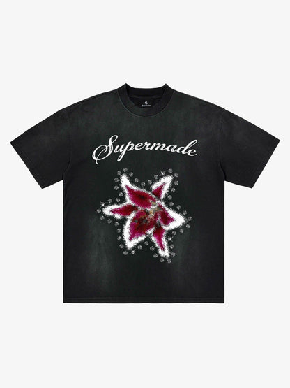 Washed Floral Star Print T-Shirt 