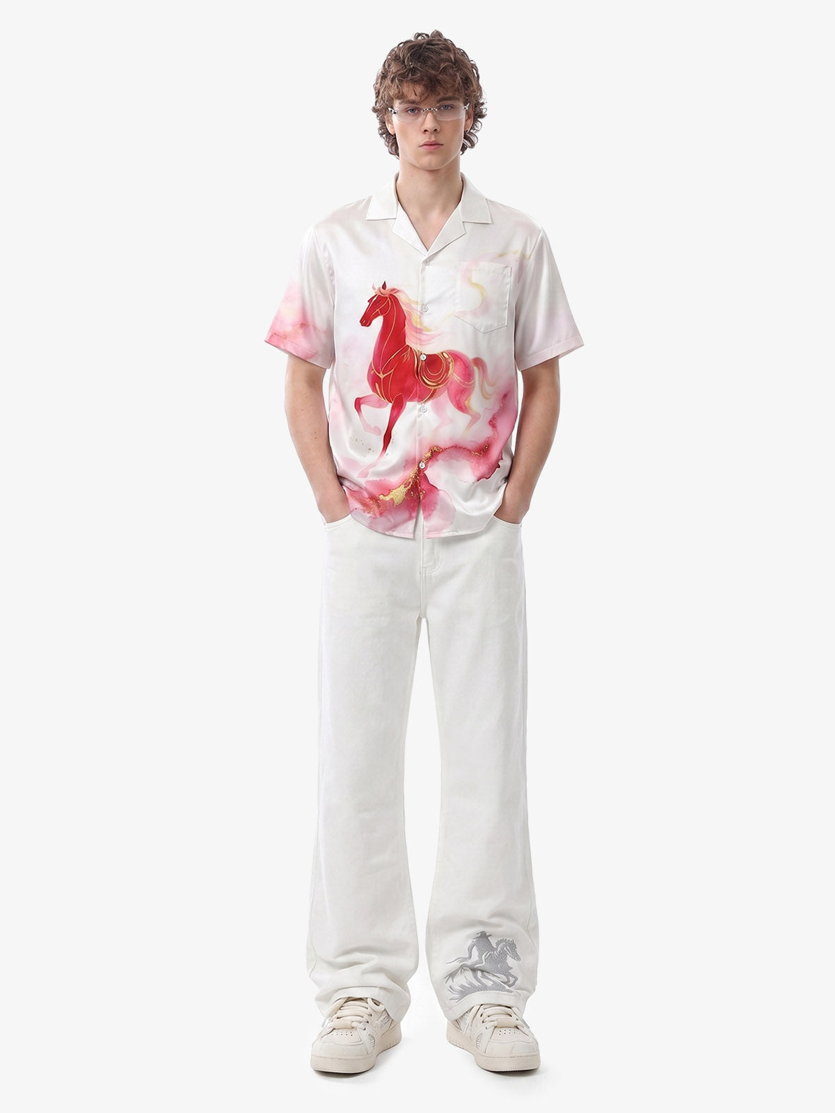 Hawaiihemd mit Pferdeprint